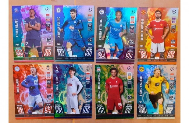 8 Exclusive Tins Limited focis krtya teljes sor Match Attax 2022