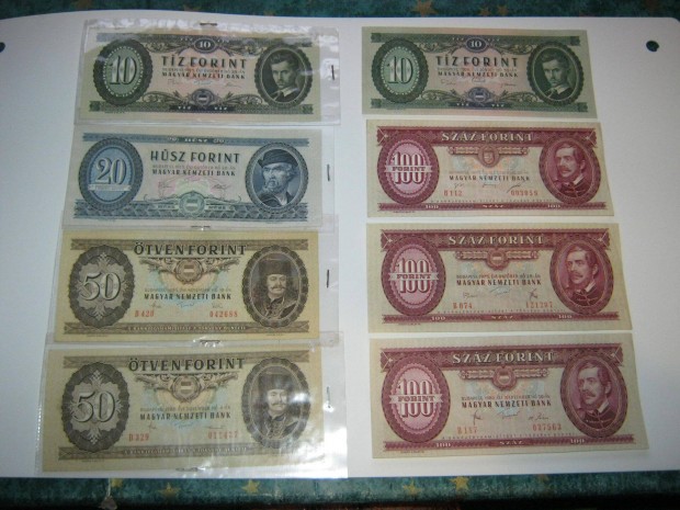 8 db Forint paprpnz, bankjegy