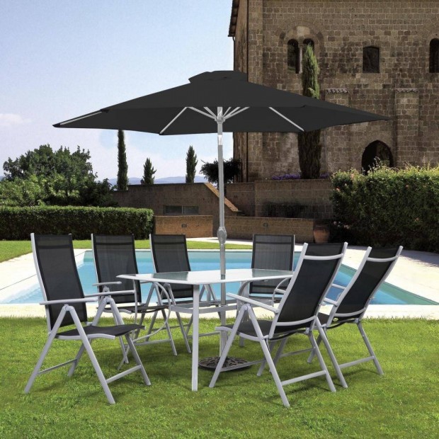 8-rszes Avenberg Harmony Kerti btor szett - fekete-szrke