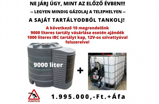 9000 literes gázolajtartály + ajándék IBC !!!