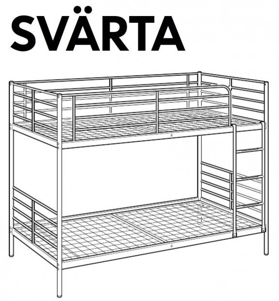 90*200-as IKEA Svarta emeleteságy (fehér), matracok nélkül