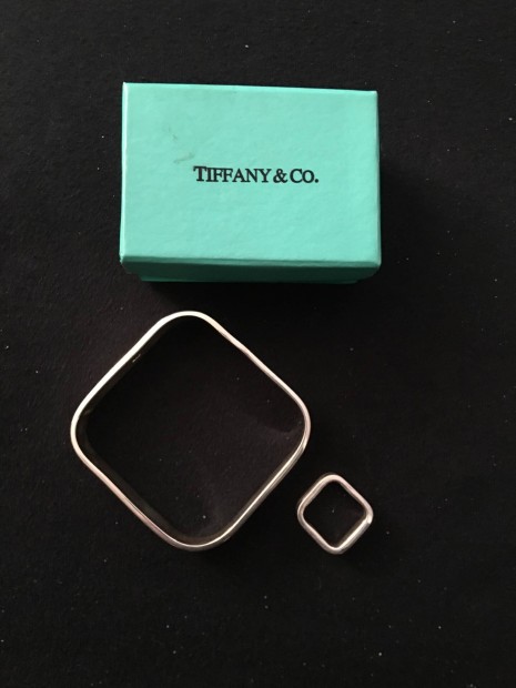 925/ s jelzs Tiffany stilus szgletes karkt / gyr szett j
