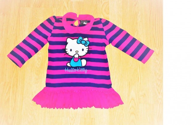 92/98 cuki Sanrio Hello Kitty mintás galléros fodros ruha felső