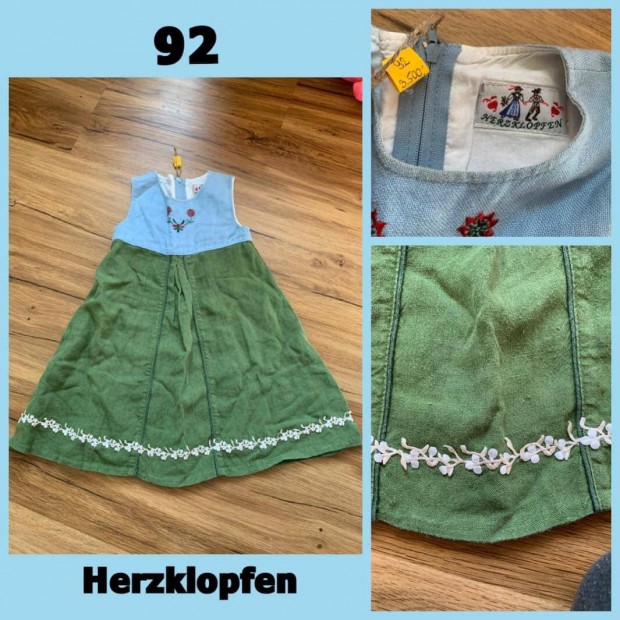 92-es vilgoskk-zld Kislny Dirndl ruha 