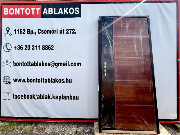 97x205 cm építkezésből megmaradt aranytölgy/dió színű biztonsági ajtó