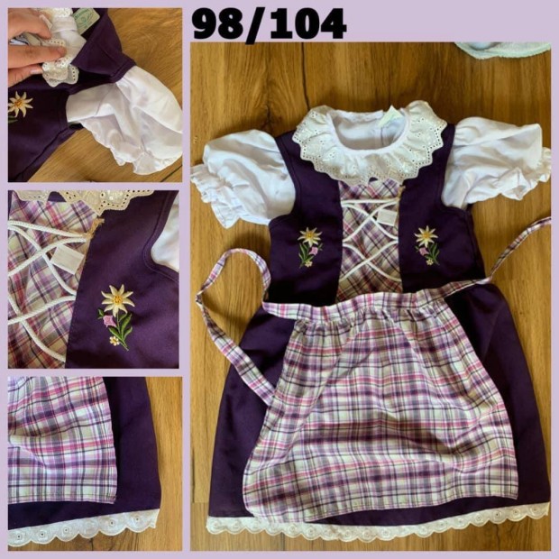 98/104-es sttlila kislny Dirndl ruha blzzal 