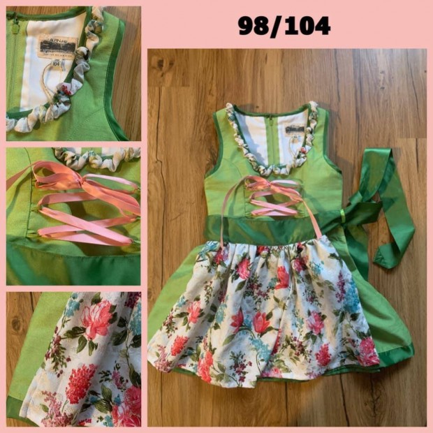 98/104-es zld Kislny Dirndl ruha /Alpin/