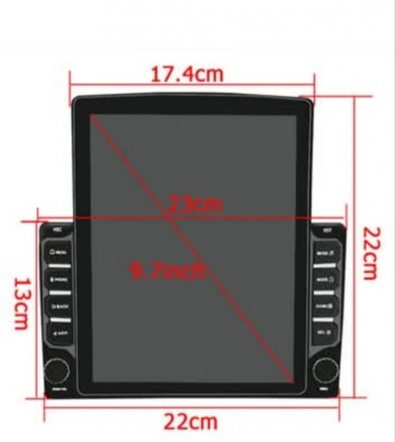 9,5" colos álló kijelzős android autós multimédia 6/64 GB