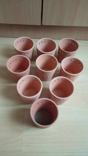 9 db 8 cm magas 7 cm ám terrakotta Metaxa feliratos mécsestartó