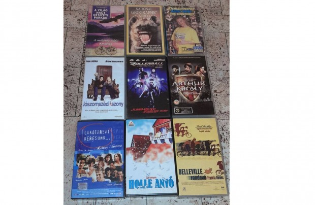 9db VHS - Laktrsat keresnk, Jszomszdi iszony, Holle any Arthur k