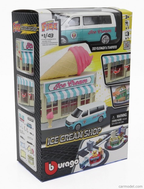 ACCESSORIES  DIORAMA - SET ICE CREAM SHOP WITH VOLKSWAGEN T6 MINIBUS