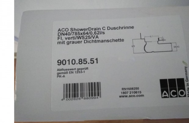 ACO Showerdrain zuhanyfolyka acl 9010.85.51 Elad!