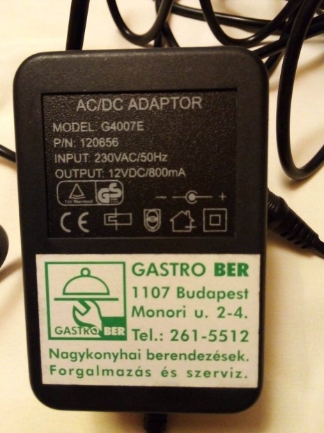 AC/DC Adapter 12V 800 mA Gastro Ber