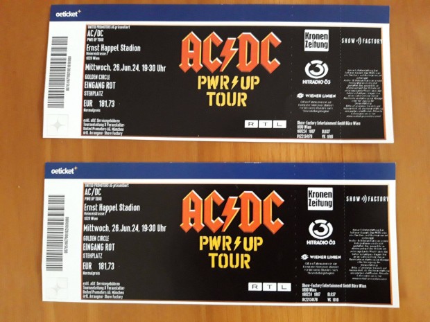 AC DC koncertjegy Bcs 2024.06.26, 2 db, sznpad eltt