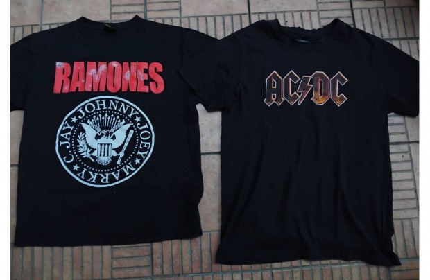 AC DC póló Ramones póló Rock póló L XL 2db