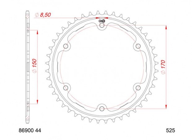 AFAM Standard Acél Hátsó Lánckerék 86900 - 525