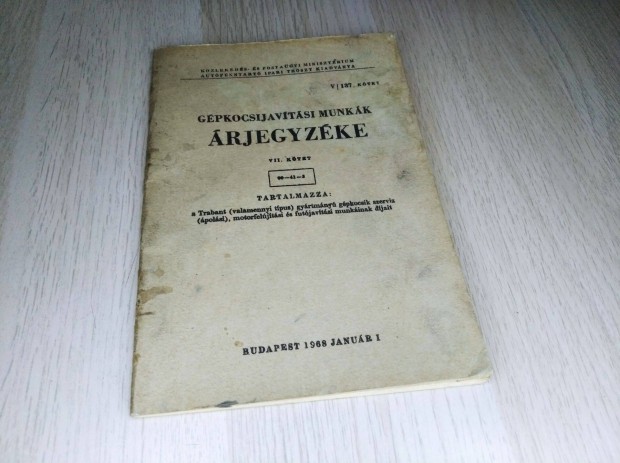 AFIT - Trabant Gépkocsi munkák árjegyzéke 1973