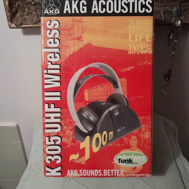 AKG K305 Wireless vezetk nlkli fejhallgat jszer