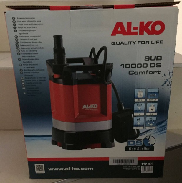 AL-KO SUB 10000 DS Comfort Merl szivatty tiszta vzhez 450W