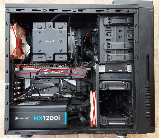 AMD 1950x, be Quiet! hűtő, MSI X399 Carbon, Corsair ram és PSU alkatré