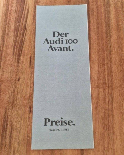AUDI 100 Avant Gyári Árlista 1981 !