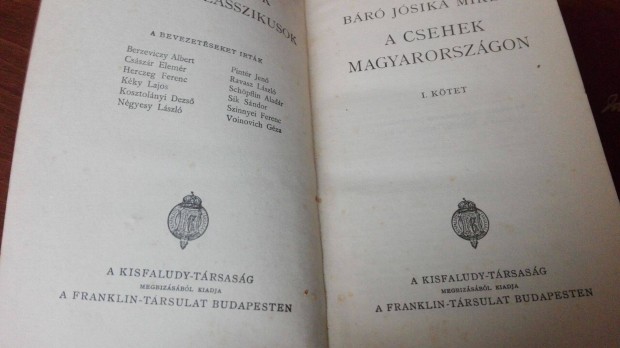 A Csehek Magyarorszgon I-II. ktett rta Br Jsika Mikls Ri