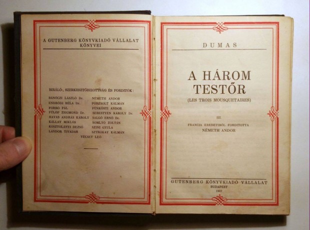 A Hrom Testr III-IV. (Dumas) 1927