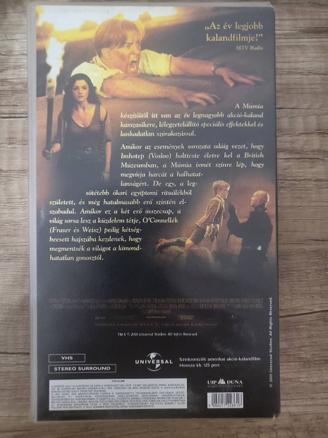 A Múmia Visszatér Gyári Müsoros VHS Video Kazetta 