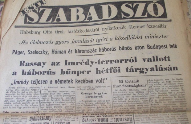 A Nemzeti Parasztprt /1945-47/ kztti lapszmaibl