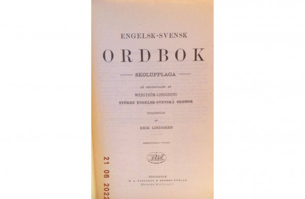 A Swedish - Englis - Swedish Dictionary