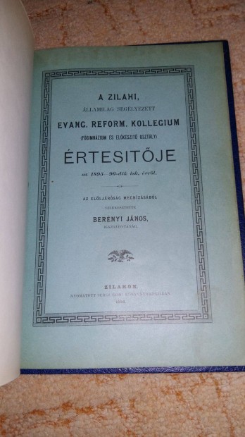 A Zilahi Evang.Reform.Kollgium rtestje 1896. Ady Endre ktdssel