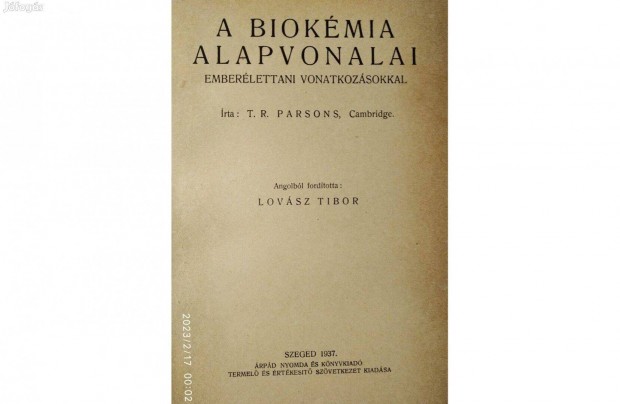 A biokmia alapvonalai Parsons Cambridge