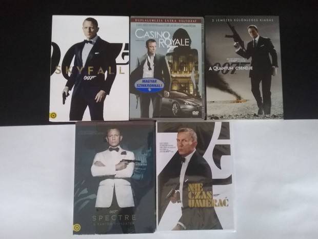 A teljes 5 rszes Daniel Craig James Bond dvd gyjtemny. Szinkronizl