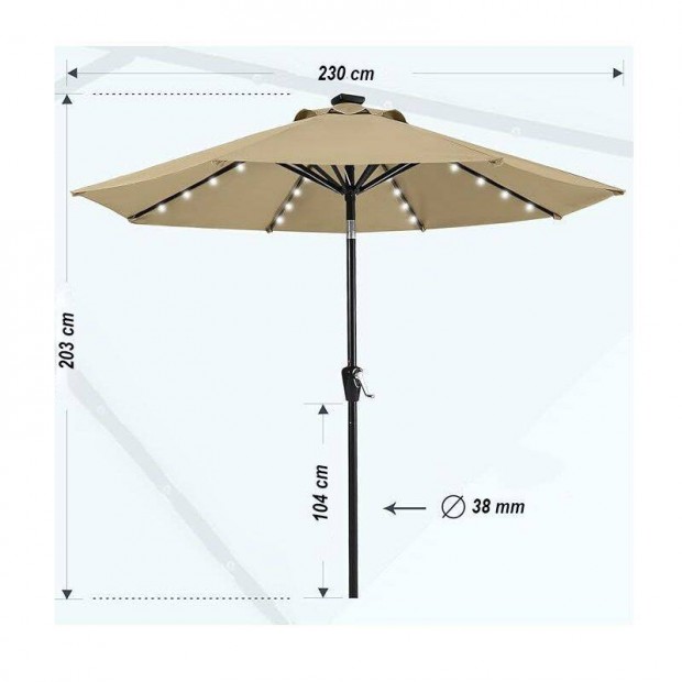 Abccanopy kerti napernyő, napelemes led világítással, szellőztetővel