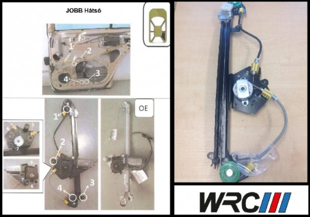 Ablakemel mechanika jobb h. Mercedes E osztly W210 2107301646