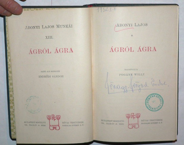 Abonyi Lajos grl gra / antik knyv Rvai Testvrek 1906
