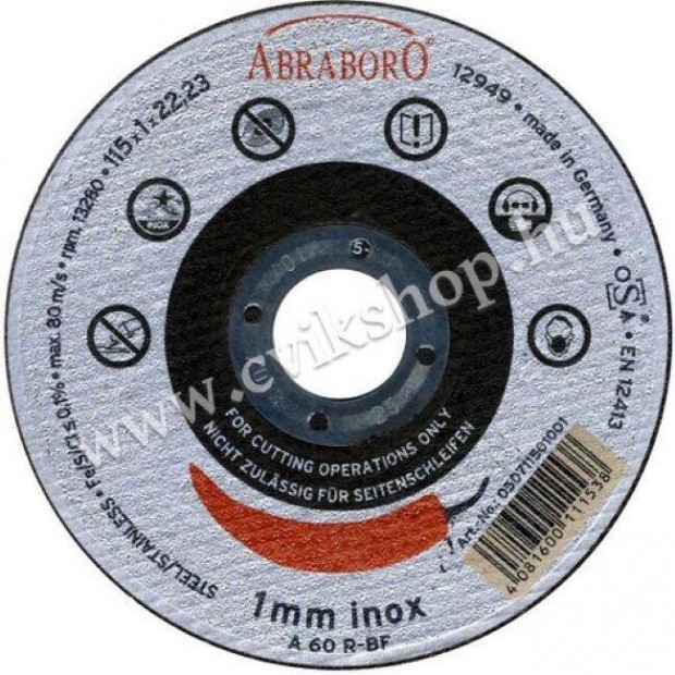 Abraboro vgkorong Chili inox 125x1,0x22,23 mm (25db/csomag)