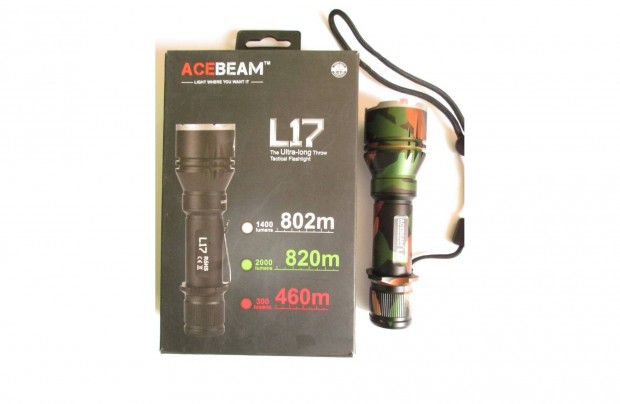 Acebeam L17 LED vadsz,tra,horgsz,taktikai lmpa 802 m hattvval