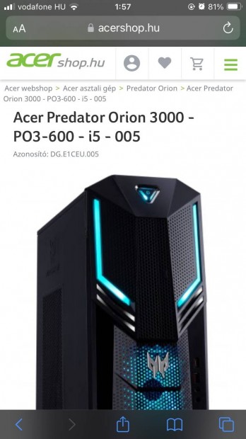 Acer Predator Orion 3000 Gaming szett
