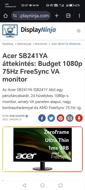 Acer SB241Y 24" monitor