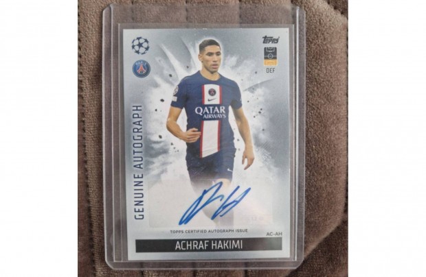 Achraf Hakimi Genuine Autograph 025/100 Focis krtya 2023 Match Attax