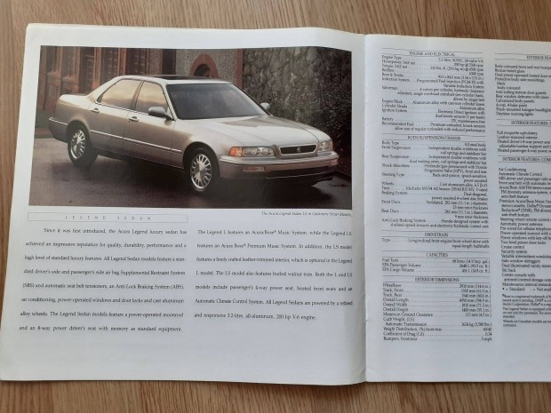 Acura Modellek 1993 prospektus - 1992, angol nyelv