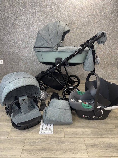 Adamex Belissa menta babakocsi+Cybex babahordozó