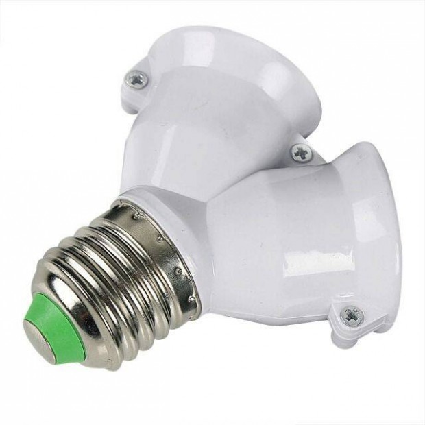 Adapter : E27 -> 2xE27 Foglalat Elosztó Konverter Fehér _