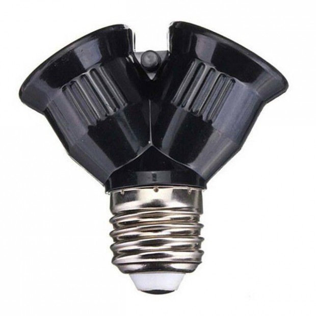 Adapter : E27 -> 2xE27 Foglalat Elosztó Konverter Fekete _