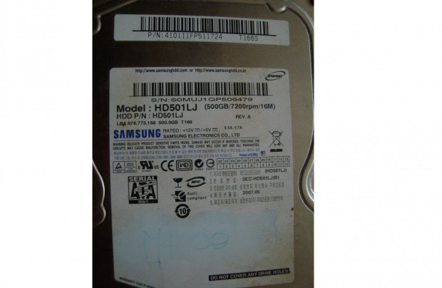Adattrol merevlemez Samsung 500 GB HD501 LJ Elad