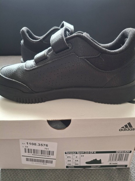 Adidas Tensaur fekete cipő 34-es, újszerű állapotban