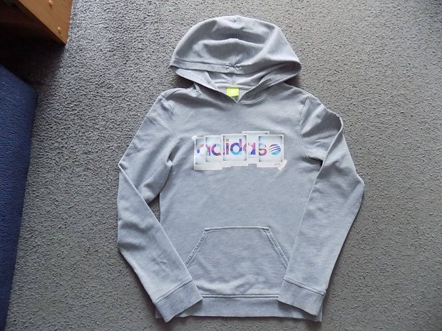 Adidas, szürke kapucnis pulóver, XS-es