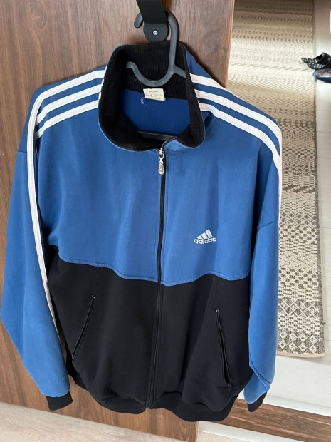 Adidas férfi cipzáras pulóver sportos melegítő felső L méret pulcsi