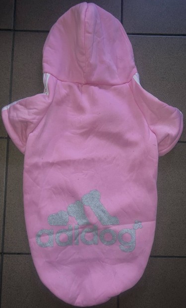 Adidog pink termos anyagú kapucnis szinte új kis testű kutya ruha